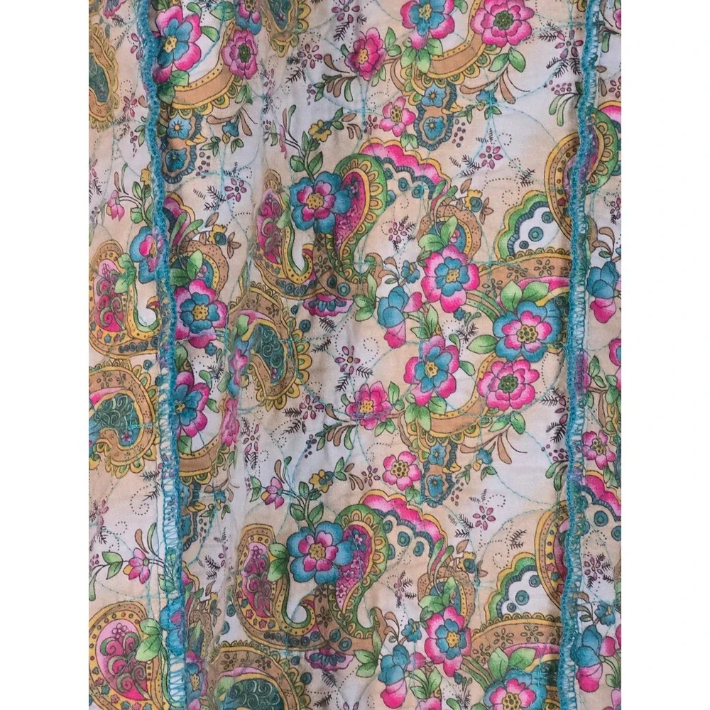 Westbound Womens M Teal Quilted Corduroy Button Front Jacket Paisley Cuff Lining